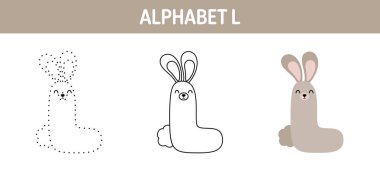 Alphabet L tracing and coloring worksheet for kids