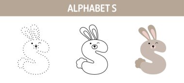 Alphabet S tracing and coloring worksheet for kids