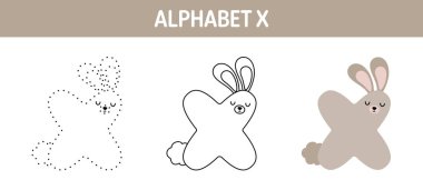 Alphabet X tracing and coloring worksheet for kids