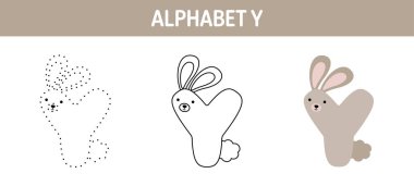 Alphabet Y tracing and coloring worksheet for kids