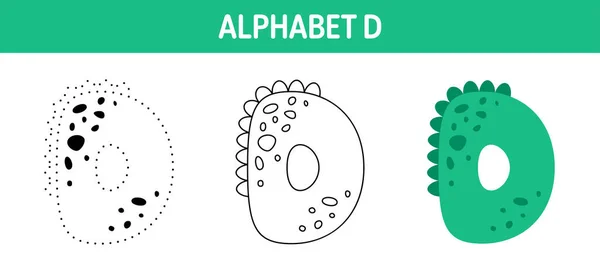 Alphabet Tracing Coloring Worksheet Kids - Stok Vektor