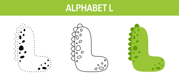 Alphabet Tracing Coloring Worksheet Kids - Stok Vektor