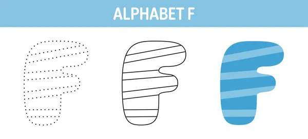 stock vector Alphabet F tracing and coloring worksheet for kids