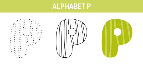 Alphabet Tracing Coloring Worksheet Kids — Archivo Imágenes Vectoriales