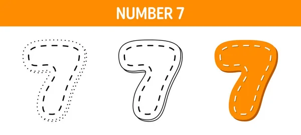 Number Tracing Coloring Worksheet Kids — Vettoriale Stock