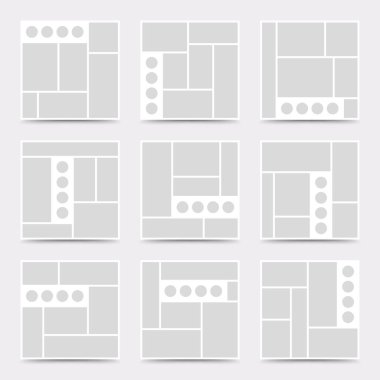 Karton şablon. Fotoğraf kolajı düzeni. Minimalist Moodboard.