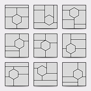 Karton şablon. Fotoğraf kolajı düzeni. Minimalist Moodboard.