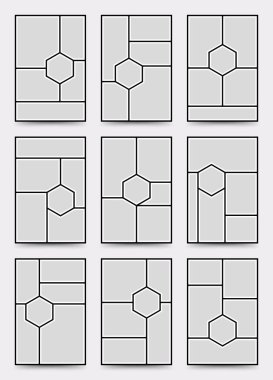 Karton şablon. Fotoğraf kolajı düzeni. Minimalist Moodboard.
