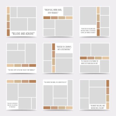 Karton şablon. Fotoğraf kolajı düzeni. Minimalist Moodboard.