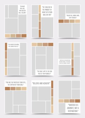 Karton şablon. Fotoğraf kolajı düzeni. Minimalist Moodboard.