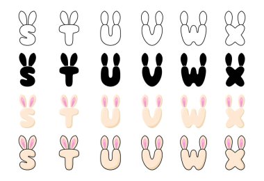 Çizgi film tarzında tavşan alfabesi
