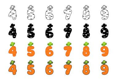 Carrot alphabet in cartoon style clipart