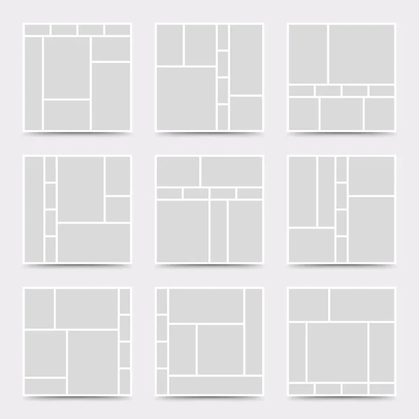 Karton Şablon Fotoğraf Kolajı Düzeni Minimalist Moodboard — Stok Vektör