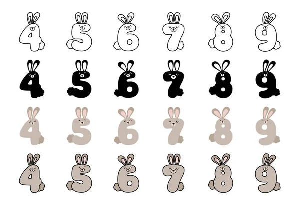 stock vector Rabbit alphabet in cartoon style