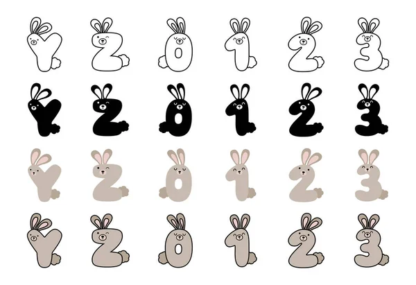 Alphabet Lapin Dans Style Dessin Animé Graphismes Vectoriels