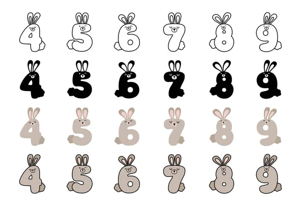 Alfabeto Conejo Estilo Dibujos Animados Vector de stock