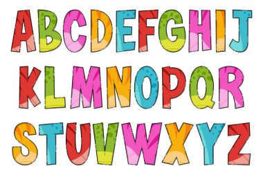 El yapımı dinozor derisi mektuplar. Renkli Yaratıcı Sanat Tipografik Tasarımı