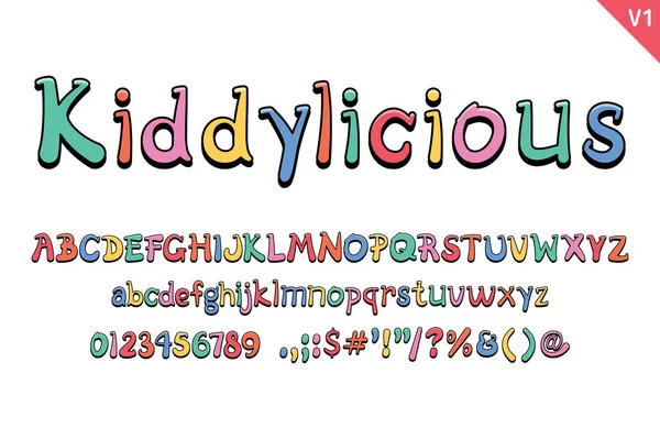 Yapımı Çocukça Mektuplar Renkli Yaratıcı Sanat Tipografik Tasarımı — Stok Vektör