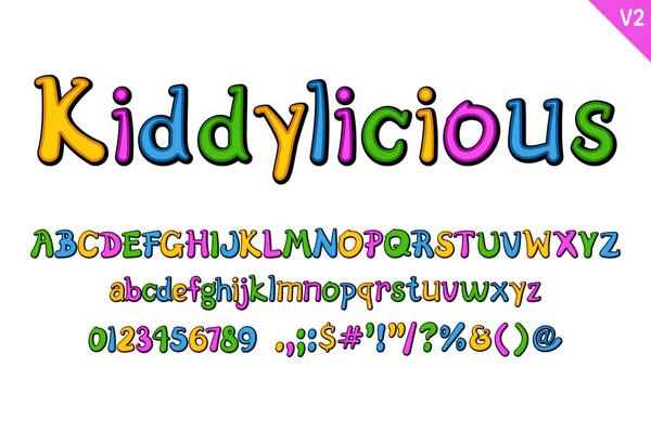 Ręcznie Robione Kiddylicious Letters Kolor Twórczej Sztuki Typograficznej Projektowania — Wektor stockowy