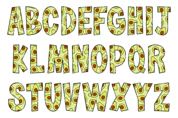 手工制作的Avocado书信 彩色创意艺术字体设计 — 图库矢量图片
