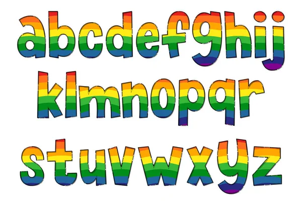 Handgemaakte Rainbow Letters Kleur Creatieve Kunst Typografisch Ontwerp — Stockvector