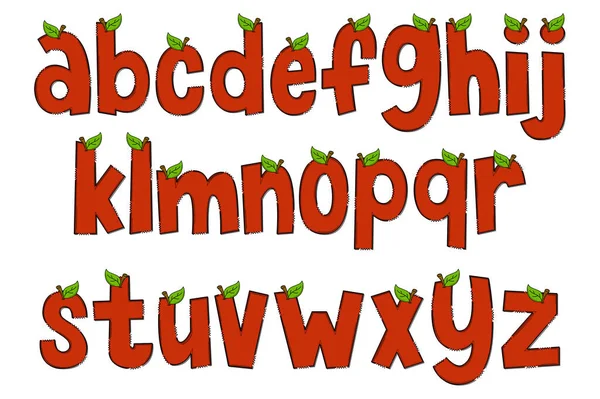 Ręcznie Robione Apple Letters Color Creative Art Projektowanie Typograficzne — Wektor stockowy