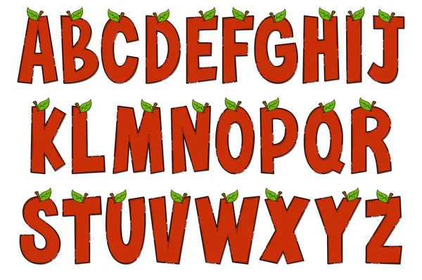 Handgemaakte Apple Letters Kleur Creatieve Kunst Typografisch Ontwerp — Stockvector