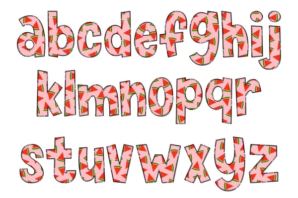 Lettere Anguria Artigianali Colore Arte Creativa Design Tipografico — Vettoriale Stock