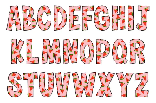 Handgefertigte Wassermelonen Buchstaben Farbe Kreative Kunst Typografisches Design — Stockvektor