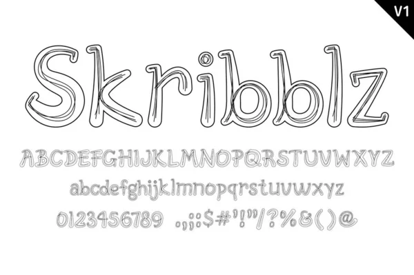 Χειροποίητα Γράμματα Skribblz Χρωματική Δημιουργική Τέχνη Τυπογραφικό Σχεδιασμό — Διανυσματικό Αρχείο