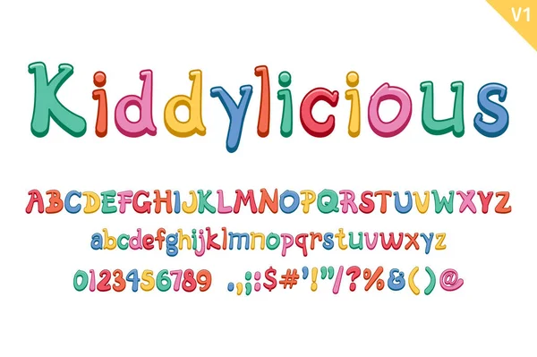 stock vector Handcrafted Kiddylicious Letters. Color creative art typographic design