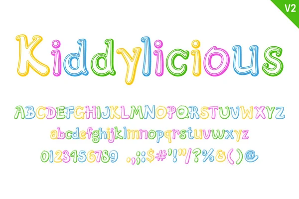 Stock vector Handcrafted Kiddylicious Letters. Color creative art typographic design