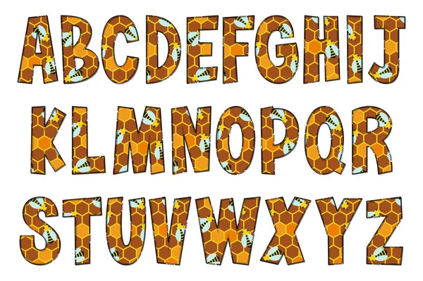 Handgemaakte Honingraatbrieven Kleur Creatieve Kunst Typografisch Ontwerp — Stockvector