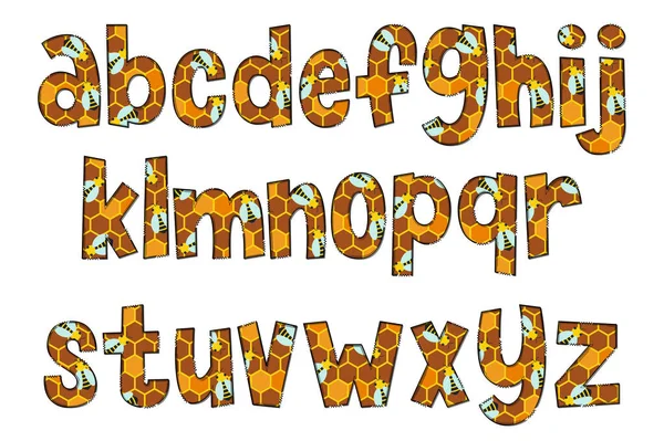 Yapımı Bal Peteği Mektupları Renkli Yaratıcı Sanat Tipografik Tasarımı — Stok Vektör
