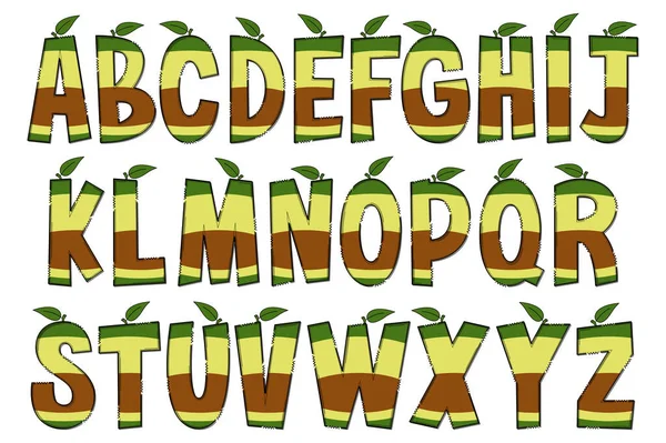 Handgefertigte Avocado Buchstaben Farbe Kreative Kunst Typografisches Design — Stockvektor