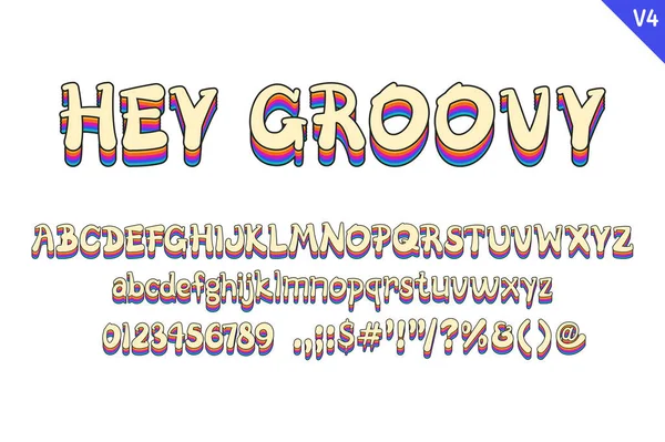 Rękodzieło Hey Groovy Letters Color Creative Art Projektowanie Typograficzne — Wektor stockowy
