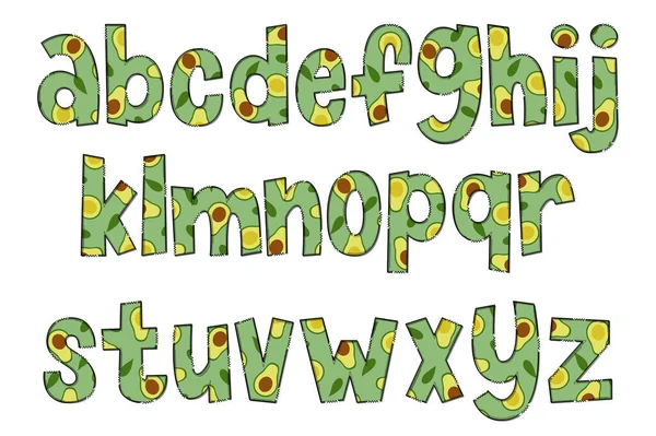 Handgemaakte Avocado Brieven Kleur Creatieve Kunst Typografisch Ontwerp — Stockvector