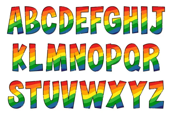 Handgefertigte Regenbogenbuchstaben Farbe Kreative Kunst Typografisches Design — Stockvektor