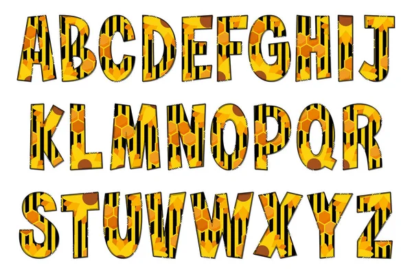 Lettres Nid Abeille Artisanales Couleur Créatif Art Typographique Design — Image vectorielle