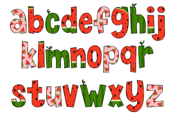 Yapımı Karpuz Mektupları Renkli Yaratıcı Sanat Tipografik Tasarımı — Stok Vektör