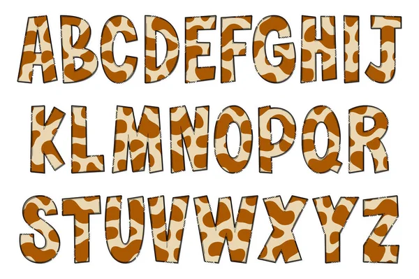 Handgefertigte Kuhtextur Buchstaben Farbe Kreative Kunst Typografisches Design — Stockvektor