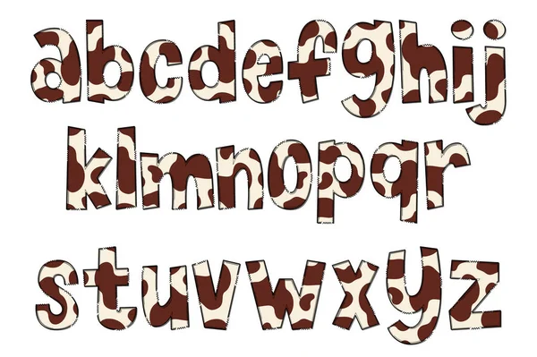 Kézzel Készített Tehén Textúra Betűk Színes Kreatív Művészet Typographic Design — Stock Vector
