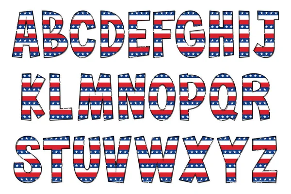Χειροποίητα Αμερικάνικα Γράμματα Σημαίας Χρωματικός Γραφιστικός Σχεδιασμός Δημιουργικής Τέχνης — Διανυσματικό Αρχείο