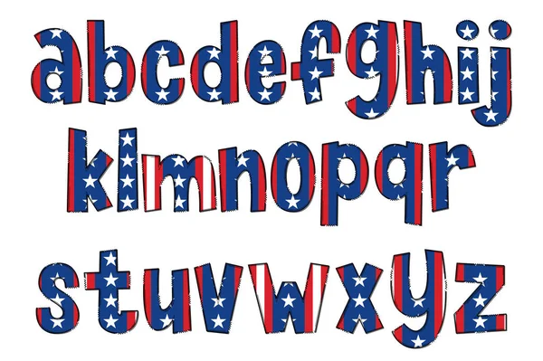 Letras Artesanales Bandera Americana Color Arte Creativo Diseño Tipográfico — Vector de stock