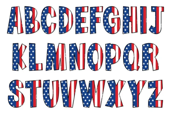 手工制作的美国国旗信 彩色创意艺术字体设计 — 图库矢量图片