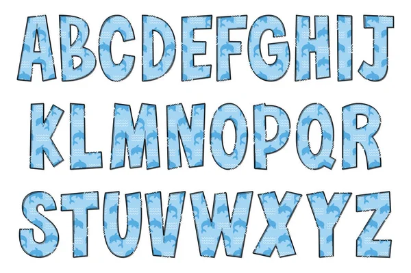 Lettres Dauphins Artisanales Couleur Créatif Art Typographique Design — Image vectorielle