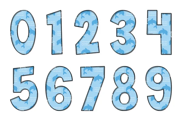 Handgefertigte Delfinbuchstaben Farbe Kreative Kunst Typografisches Design — Stockvektor