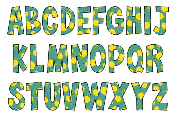 Lettres Citron Artisanales Couleur Créatif Art Typographique Design — Image vectorielle