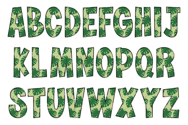 Lettres Monstera Artisanales Couleur Créatif Art Typographique Design — Image vectorielle