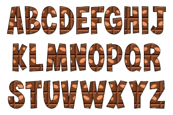 Yapımı Çikolatalı Mektuplar Renkli Yaratıcı Sanat Tipografik Tasarımı — Stok Vektör